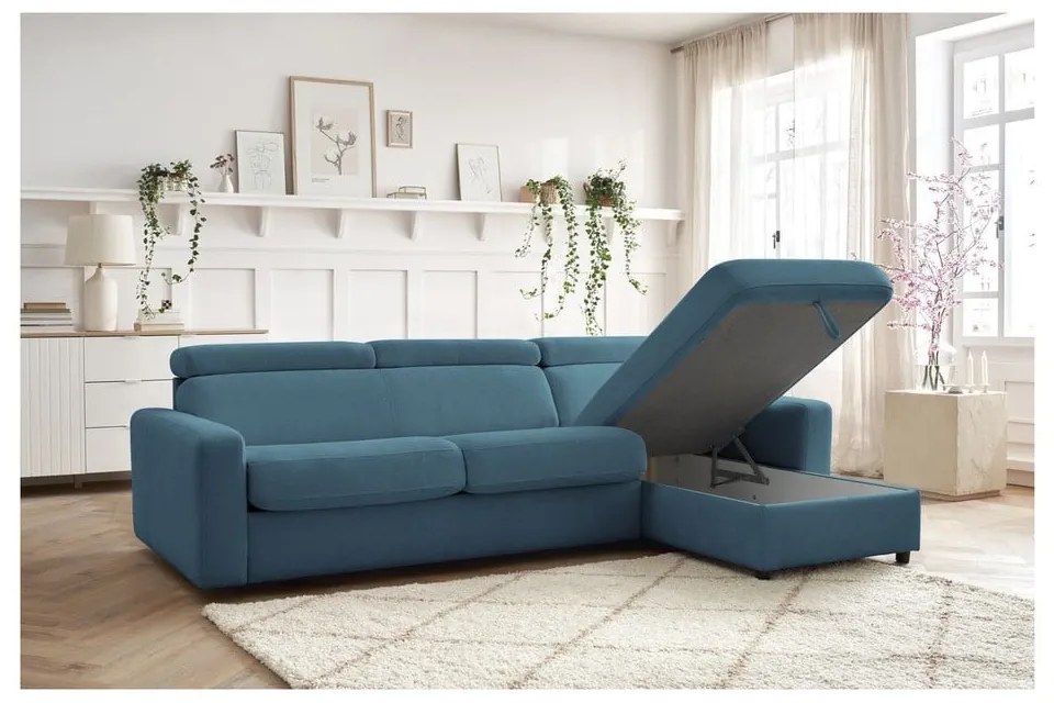 Modrá rozkladacia rohová pohovka (variabilná) Monaco – Bobochic Paris