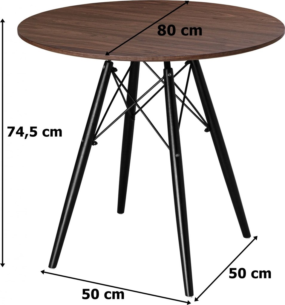 Jedálenský stôl PARIS BLACK 80 cm - jaseň / čierny