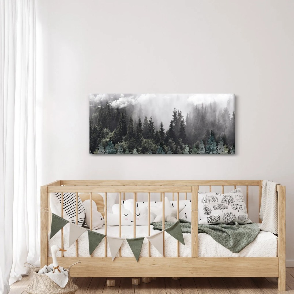 Obraz - Les s ilustrovanými prvkami (120x50 cm)