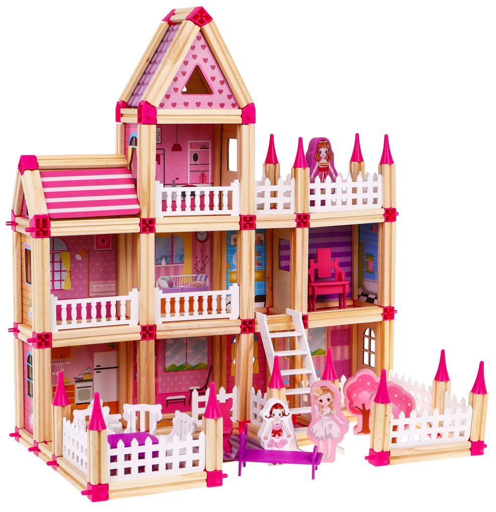 RAMIZ Mega drevený domček - ružový