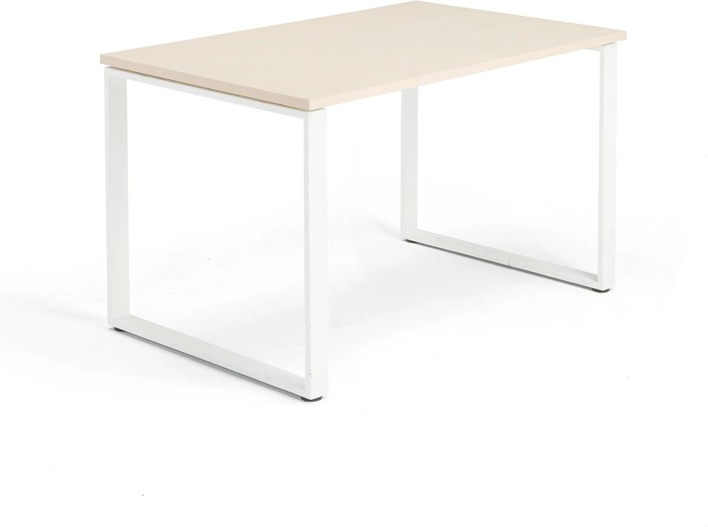 Kancelársky pracovný stôl Modulus, O-rám, 1200x800 mm, breza/biela
