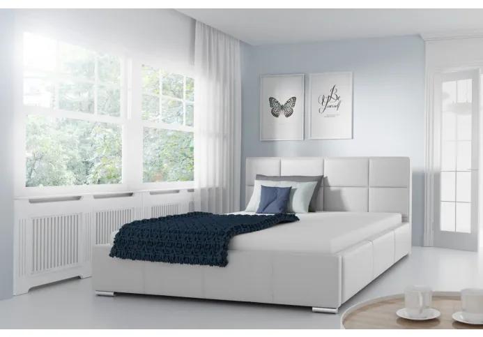 Jednoduchá posteľ Marion 160x200, biela eko koža
