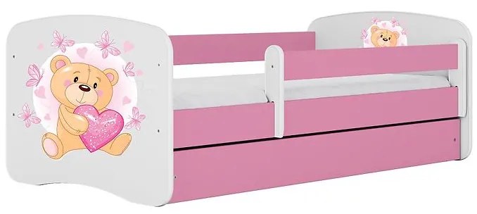 Detská Posteľ. Babydreams+Sz+M Ružová 80x160 Medveď s motýľmi