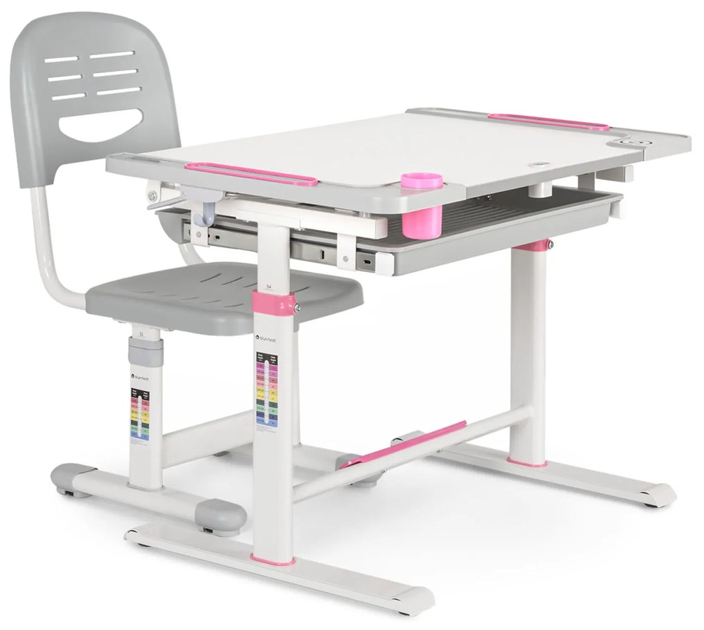 Tommi XL, súprava detského písacieho stolíka a stoličky, výškovo nastaviteľný stôl a ergonomická stolička, od 4 - 10 rokov