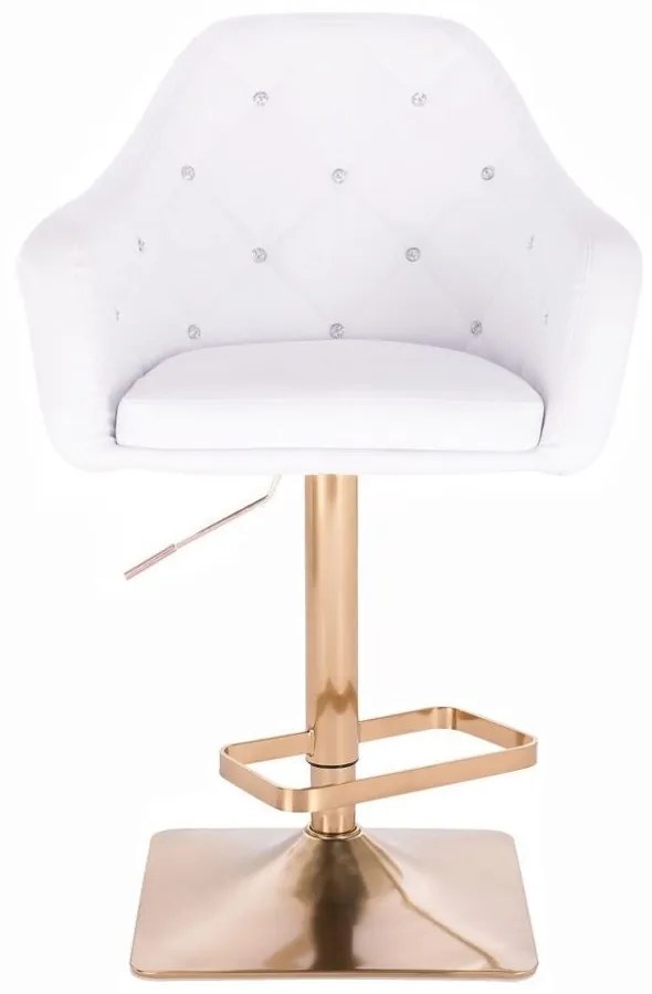 LuxuryForm DESIGN Barová stolička ROMA na zlatej hranatej podstave - biela