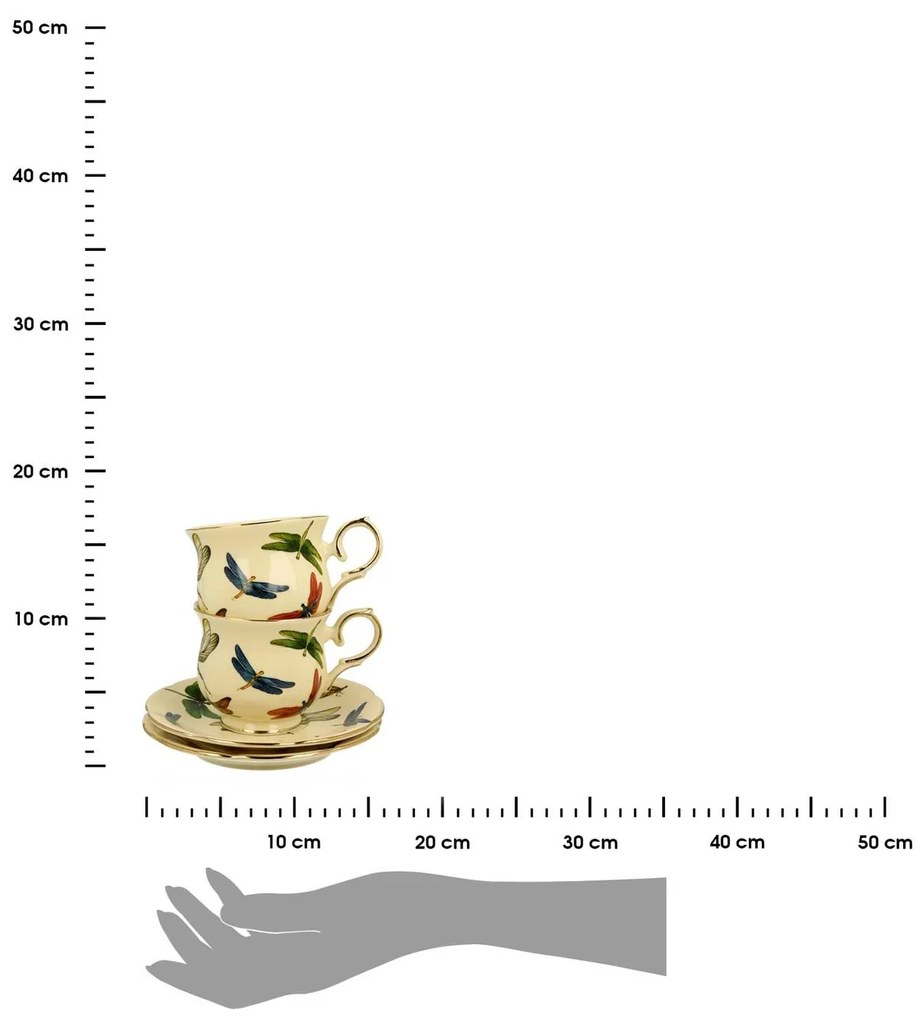 Porcelánová šálka na nohe s podšálkou Dragonfly 260 ml sada 2ks