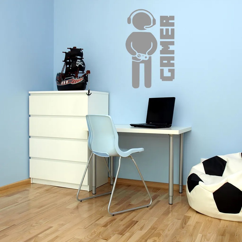 Veselá Stena Samolepka Gamer Farba: černá, Veľkosť: 100 x 60 cm
