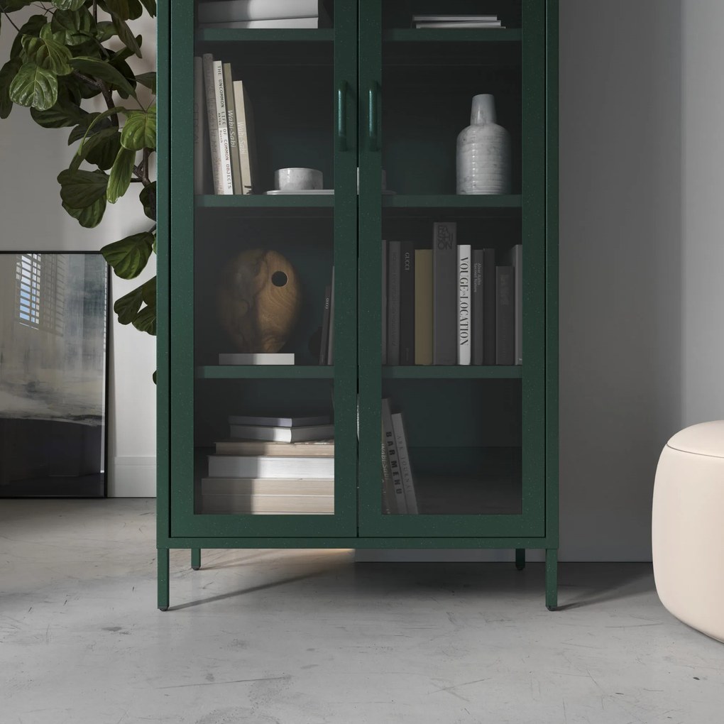 Vitrína ANGELO, 800 x 1850 x 450 mm, Modern: fľaškovo zelená