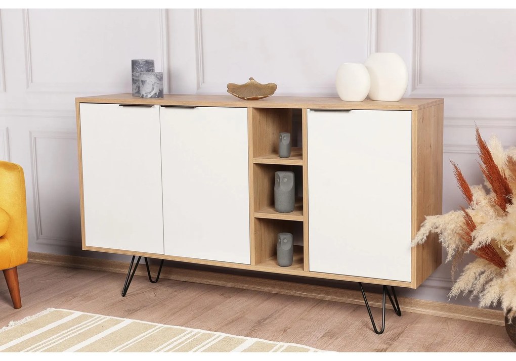 Konzolasztal Clara Console - Oak, White