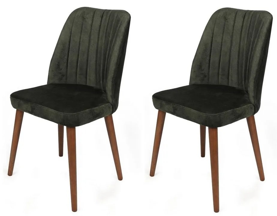 Sada jedálenských stoličiek Alfa Khaki a Walnut, 2ks