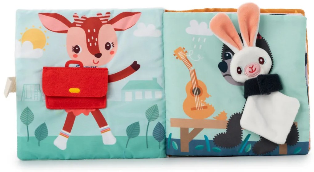 Lilliputiens - textilná knižka s aktivitami - dráčik Joe a jeho maznáčik