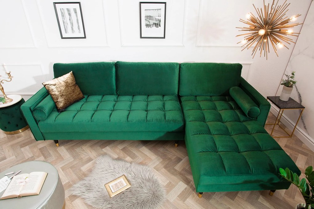 Rohová sedačka Cosy Velvet II smaragdovo zelený zamat
