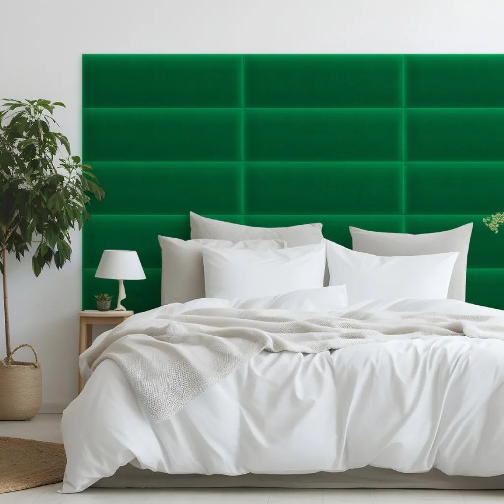 Zamatový čalúnený panel - Obdĺžnik - 80x20cm Farba: Zelená