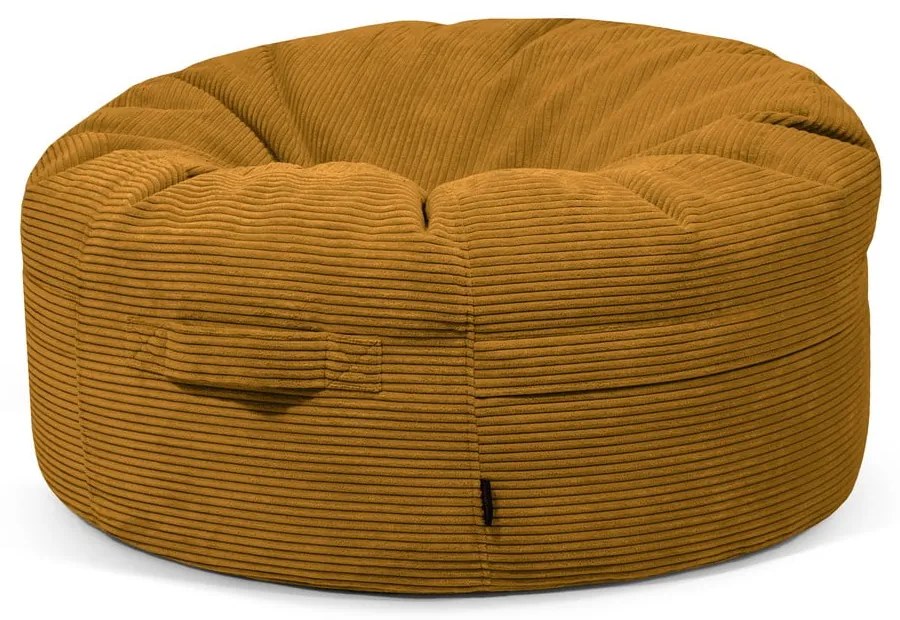 Menčestrový sedací vak v horčicovej farbe Roll 105 – SLOWDOWN