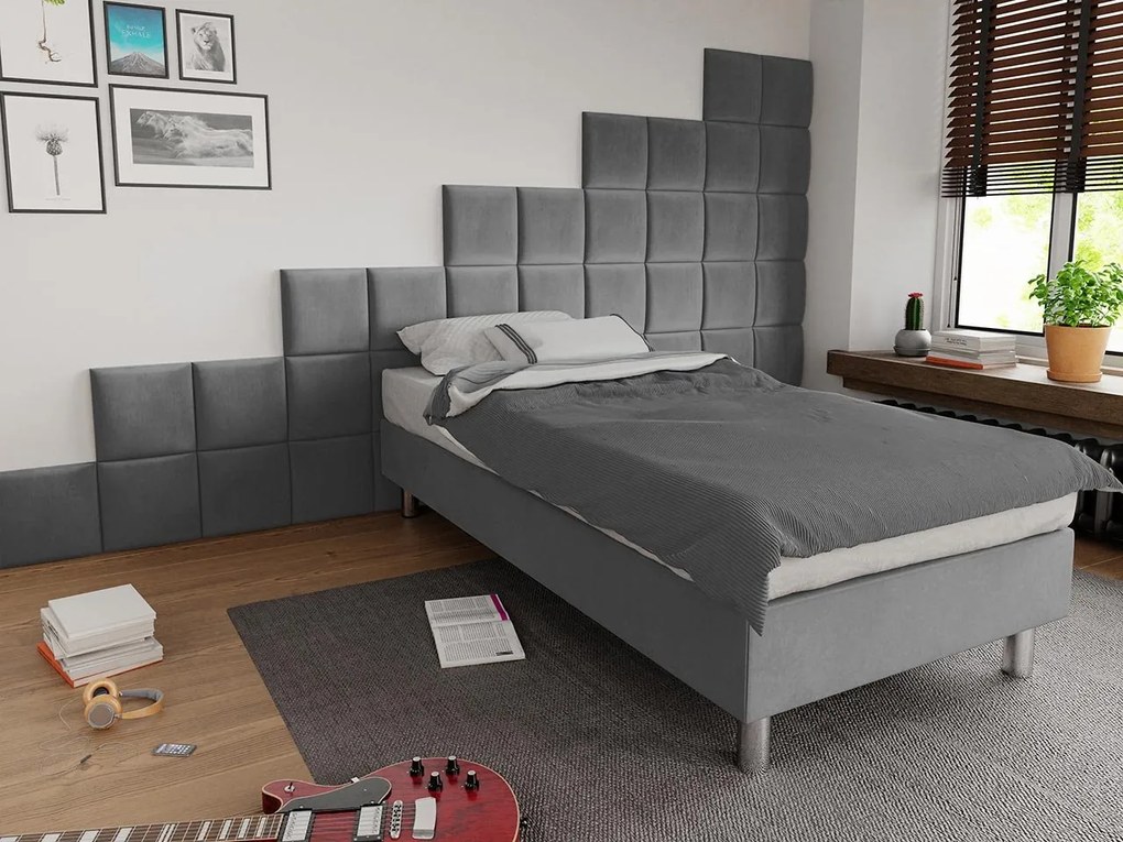 Čalúnená jednolôžková posteľ Estelle B, Dostupné poťahy: ekokoža Soft 017 (biela), Rozmer postele: 80x200