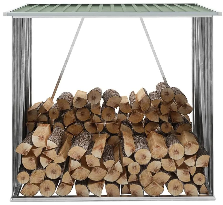 Záhradná kôlňa na drevo z galvanizovanej ocele 163x83x154 cm zelená