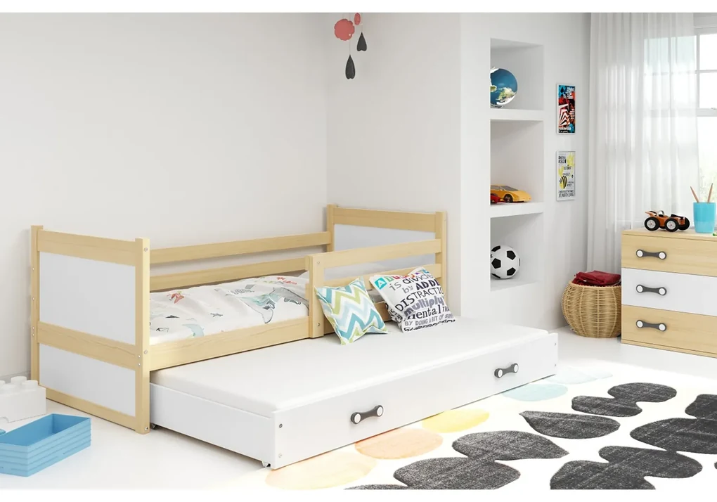 Detská posteľ s výsuvnou posteľou RICO 200x90 cm Biela Sivá