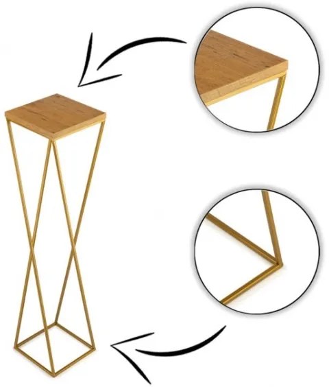 Stojan na kvety LOFT 100x24 cm zlatá/hnedá