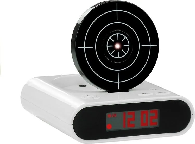 LEAN Toys Laserová pištoľ so štítom Budík biely