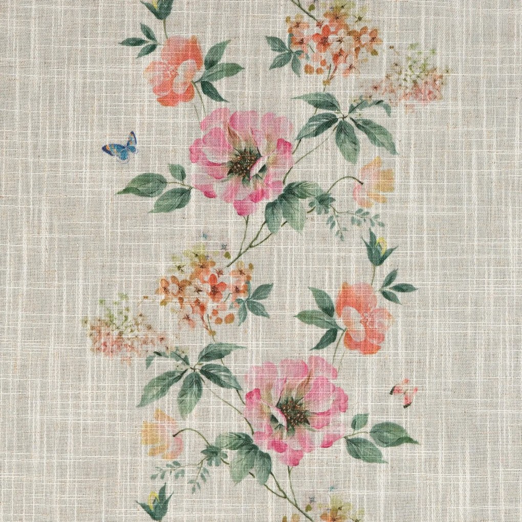 ZÁVES NA KRÚŽKOCH VANESA 140X250 CM KVETY