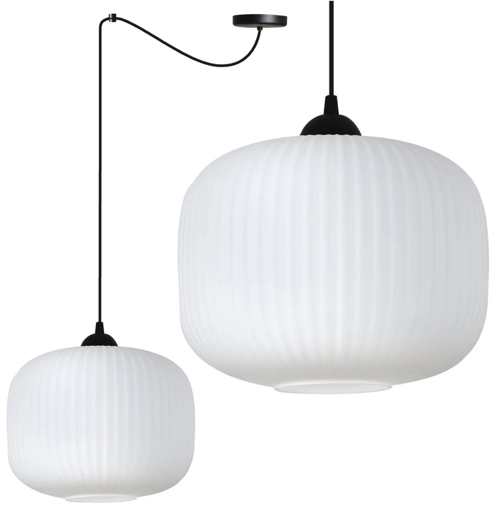 Závesné svietidlo Riffle Spider 3, 1x biele sklenené tienidlo, b