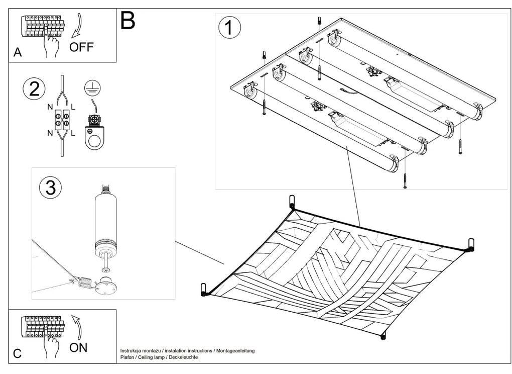 Stropné svietidlo Luna, 1x biele textilné tienidlo, (105 cm)