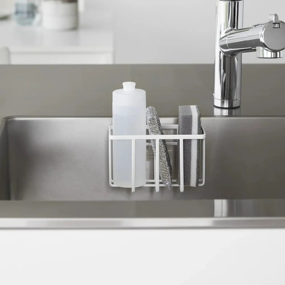 Biely kovový stojan na umývacie prostriedky bez vŕtania Film Hook – YAMAZAKI