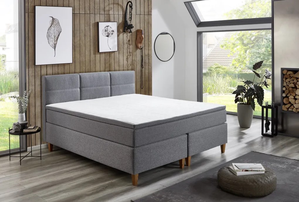 Posteľ boxspring Ardi 180x200 cm, šedá tkanina