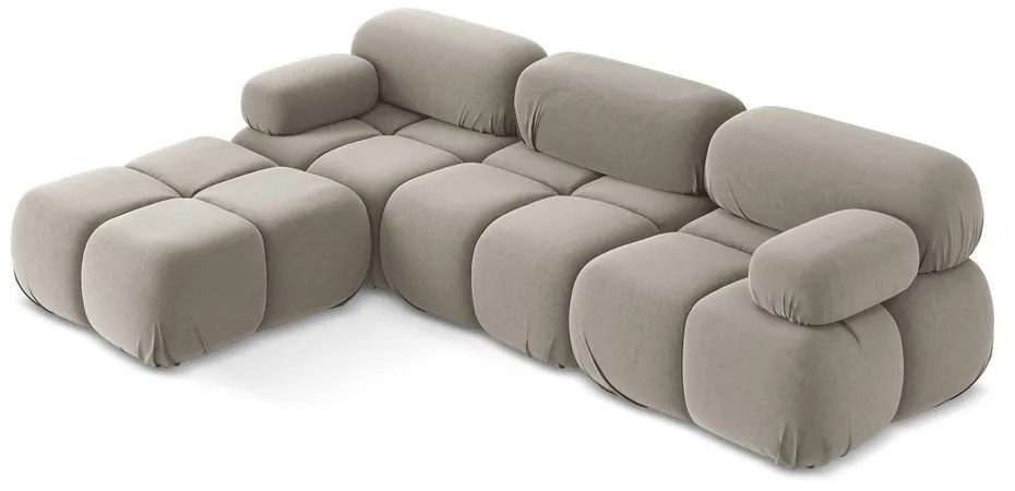 Béžová zamatová modulárna rohová pohovka Lokua – Makamii