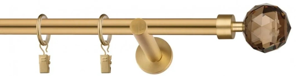 Dekorstudio Garniža jednoradová CRYSTAL zlatá 19mm Dĺžka: 180cm, Typ uchytenia: Držiak modern, Typ príslušenstva: Krúžky tiché so štipcami