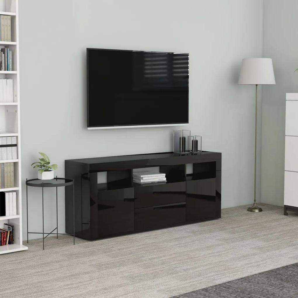 TV skrinka, lesklá čierna 120x30x50 cm, kompozitné drevo 801821