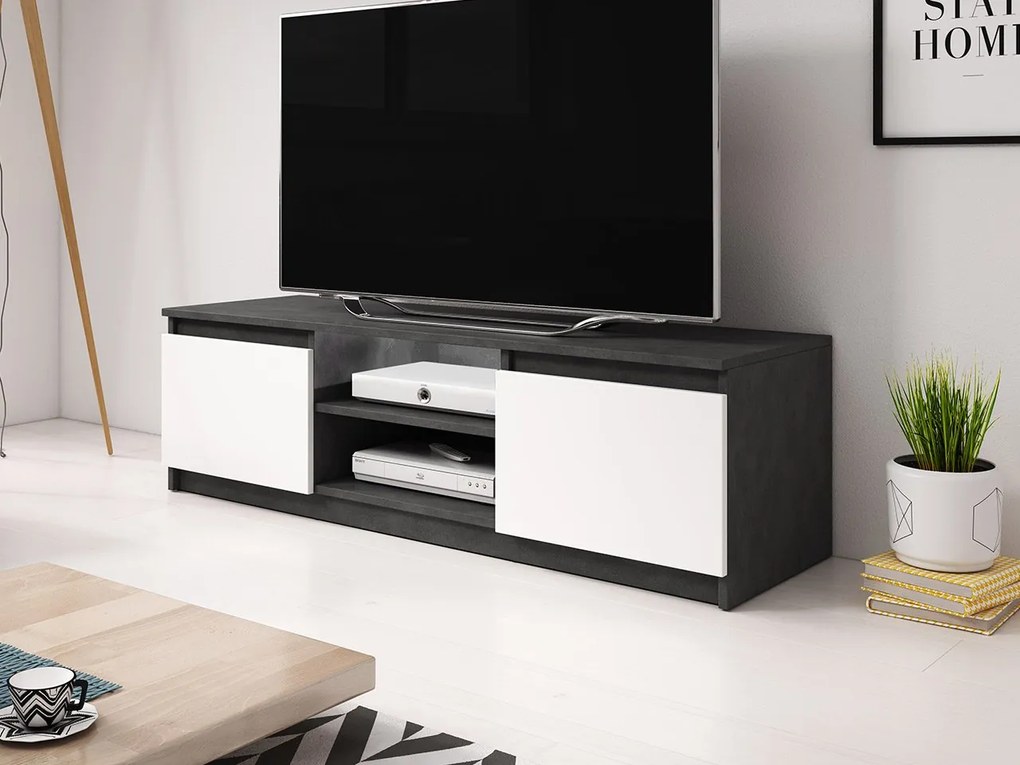 TV stolík Ziziko, Farby: dub sonoma / dub sonoma + biela, Osvetlenie: osvetlenie LED biele