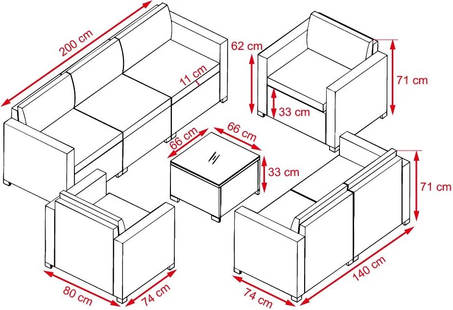 Veľká záhradná sedacia súprava Avenberg DORADA sivá/sivá