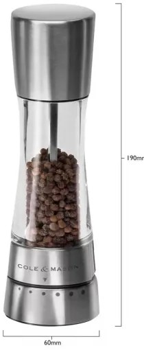 Cole&Mason - Mlynček na korenie DERWENT 19 cm lesklý chróm