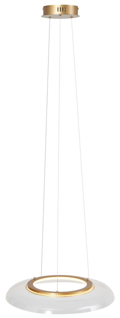 Dizajnové závesné svietidlo zlaté a priehľadné s 3-stupňovým stmievaním - Scacrylic