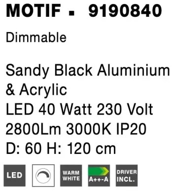 LED luster Motif 60 čierne stmievateľné