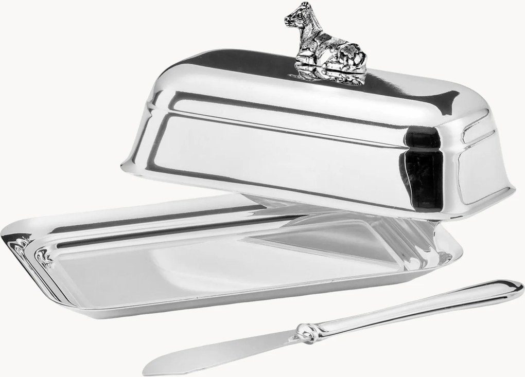 Postriebrená maselnička's nožom Cow