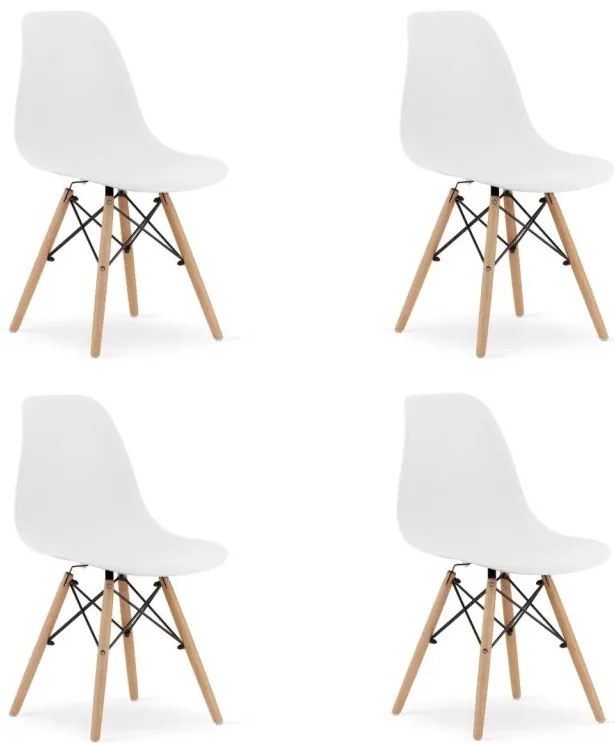 Set 4 stoličiek OSAKA biele / prírodné nohy