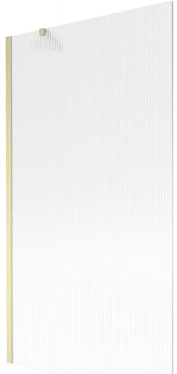 Mexen Next, 1-krídlová vaňová zástena 100 x 150 cm, 6mm sklo Ribs, zlatá matná, 895-100-000-00-09-55