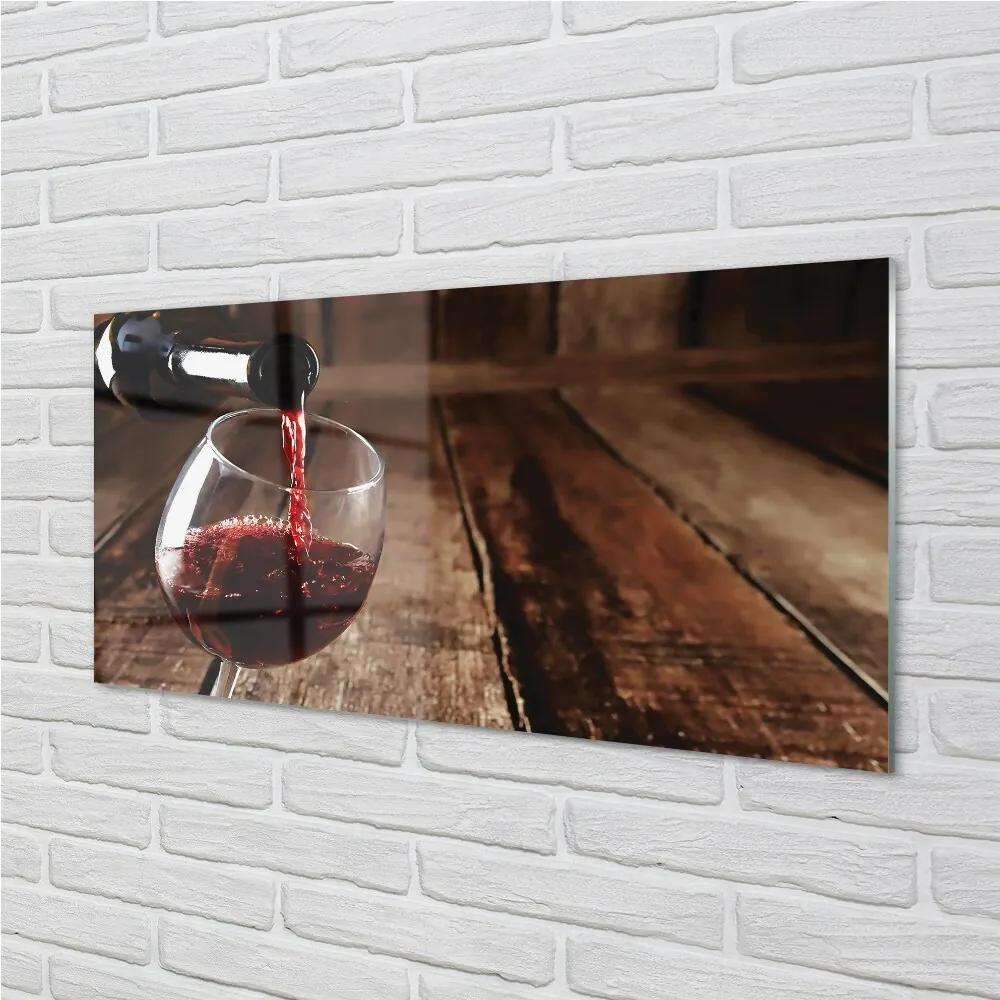 Obraz na skle Dosky poháre na víno 100x50 cm