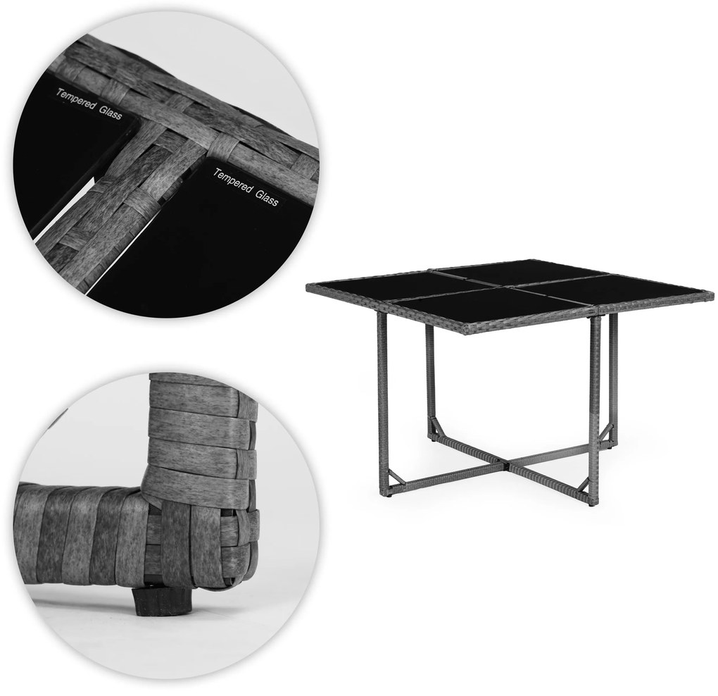 Sada záhradného nábytku z technoratanu, 4 kreslá, 4 taburetky, stôl MultiGarden