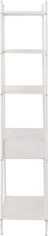 Biely antik kovový policový regál so šuplíkom Valio White - 55*37*185cm