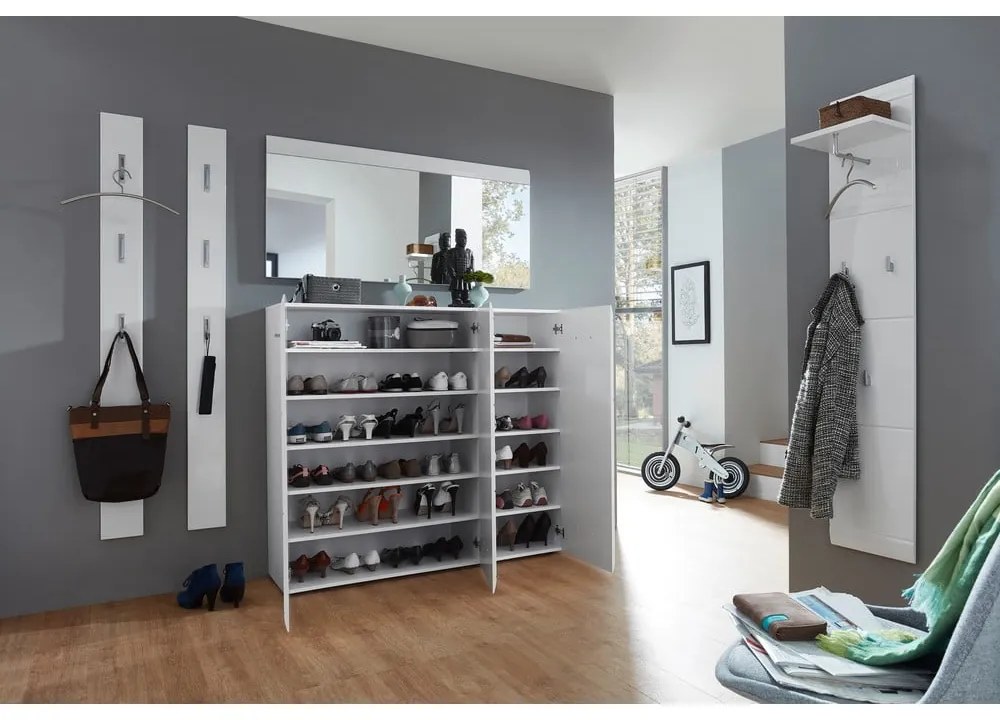 Biela skrinka na topánky Germania Adana, výška 120 cm