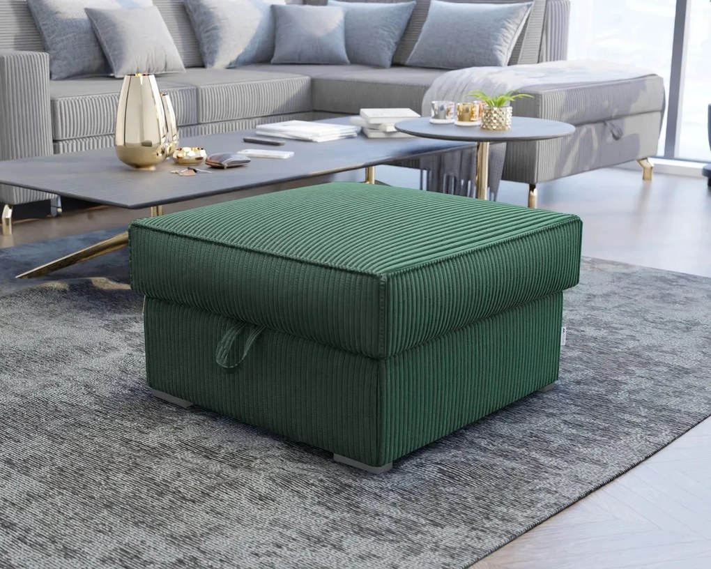 Tmavozelený taburet SMART COSARO s úložným priestorom 65x65 cm