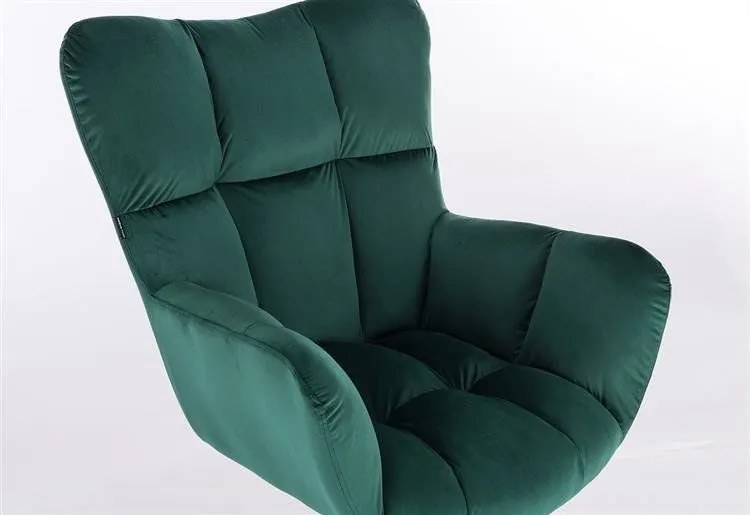 LuxuryForm DESIGN Kreslo AURORA VELUR na strieborné podstave s kolieskami - zelené