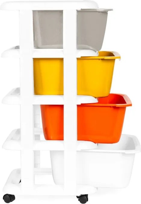 Pojazdný regál so 4 zásuvkami na kolieskach, plastový