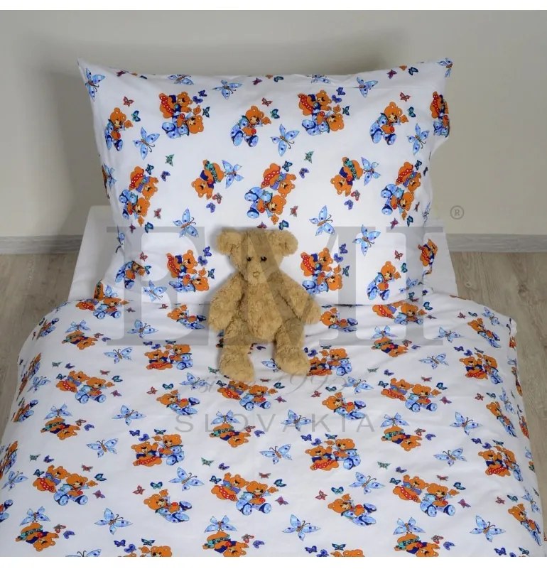 Obliečky detské bavlnené macko biele EMI, Detský set 90x130 + 45x65