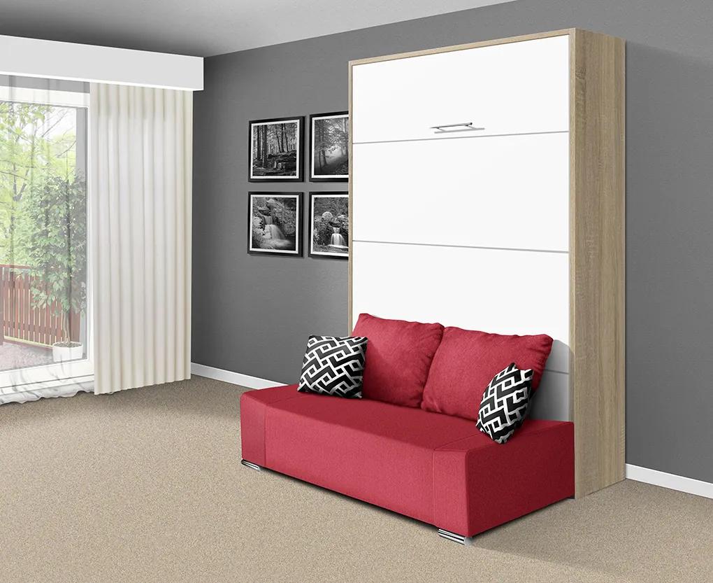 Nabytekmorava Sklápacia posteľ s pohovkou VS 21058P 200x160 farba pohovky: Červená, Typ farebného prevedenia: Antracit / dvere biele
