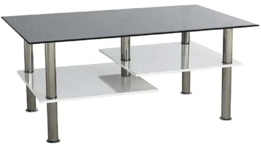 Konferenčný stolík, biela extra vysoký lesk HG/ sklo, SVEN