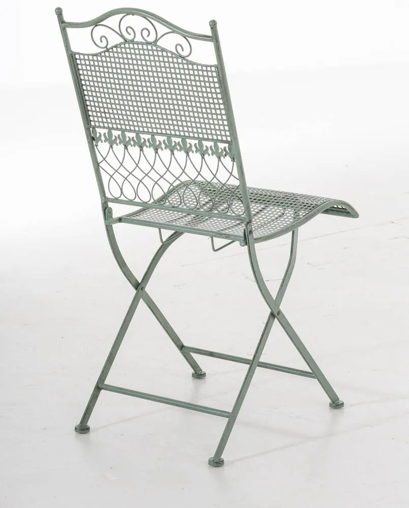 Kovová skladacia stolička Kiran - Zelená antik
